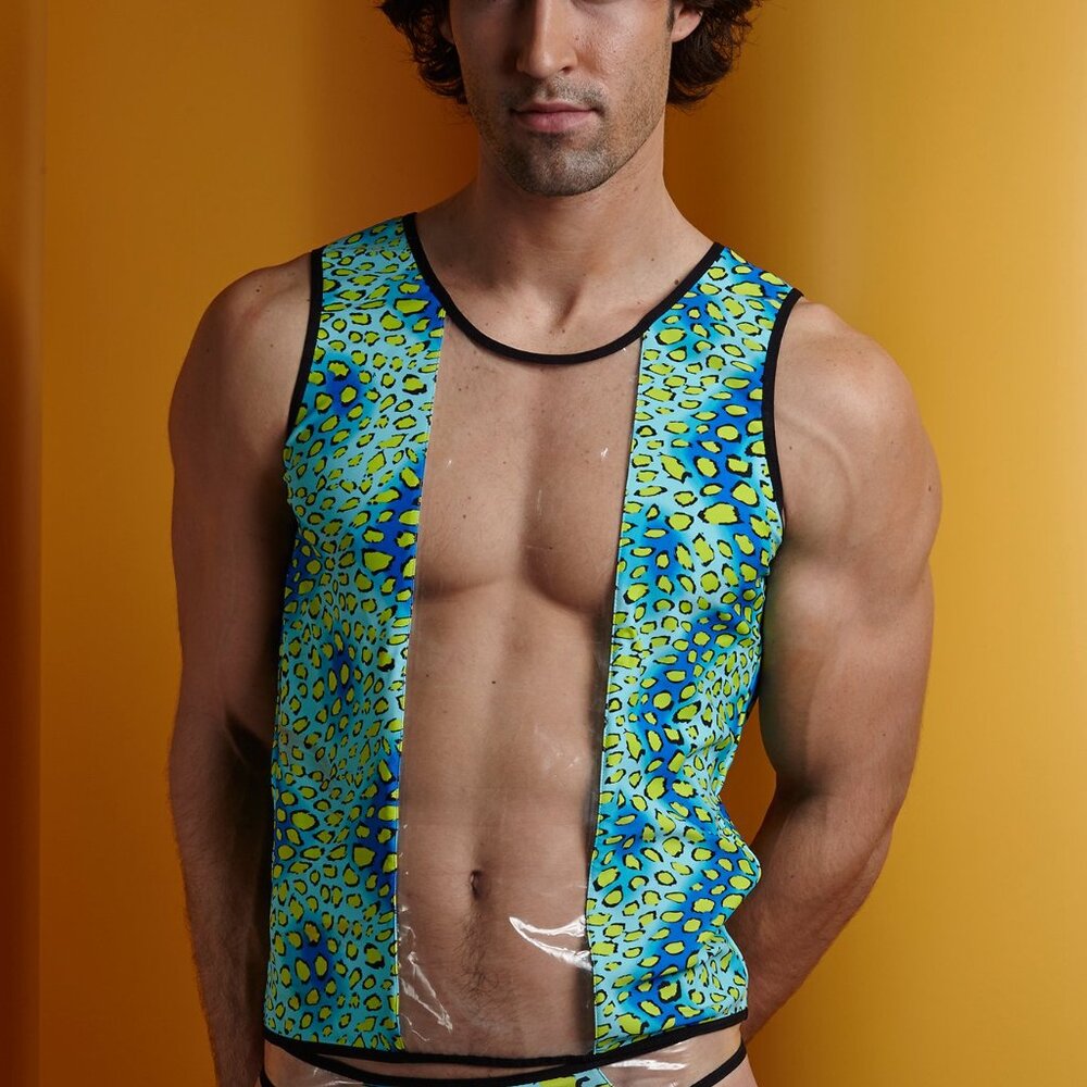 Undergrear Naughty Boy Peep Shoe Colorful Leopard Print Tank Top An064 Vintage